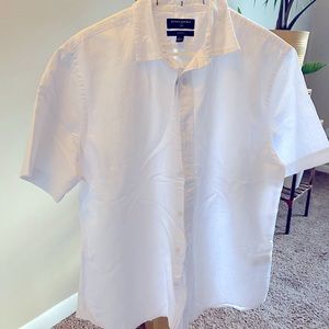 NWT Banana Republic Short Sleeve White Linen Shirt Slim Fit Size L